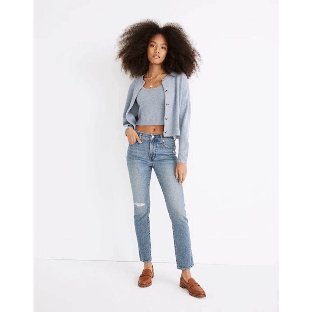 Madewell Mid-Rise Perfect Vintage Jean in Ainsdale Wash: Knee-Rip Edition sz 27